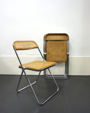 4 sillas Plia en madera y rejilla diseño de Giancarlo Pirretti para Castelli p/u